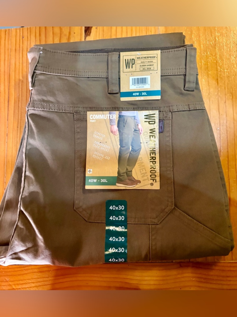 Weatherproof 40x30 NWT Commuter Pant in Brown Tan Khaki 🖤
